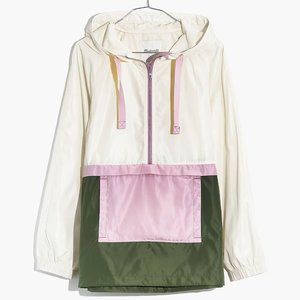 NWT Madewell (Re)sourced Raincheck Packable Popover Raincoat in XS Colorblock